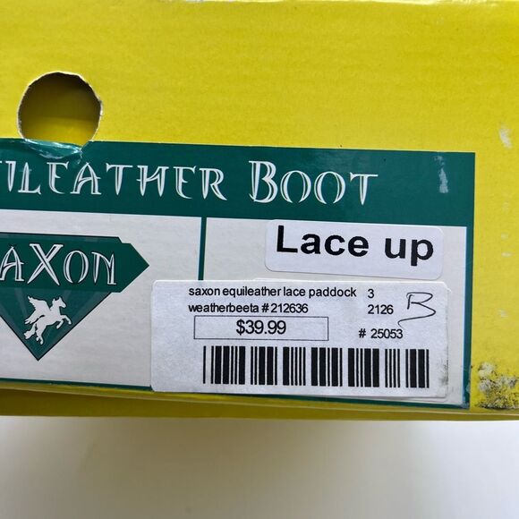 Saxon Equileather Childs Lace Paddock Boots Youth 3 Black - Picture 3 of 6